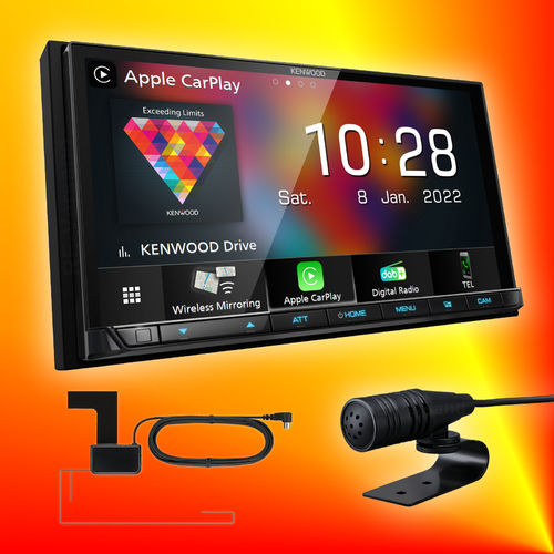 Kenwood DMX-8021DABS Autoradio Moniceiver DAB+ & GPS Antennen Apple CarPlay Android Auto